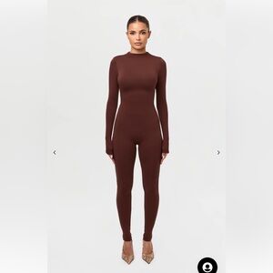 Naked Wardrobe Sculpt Jumpsuit - Chocolate small